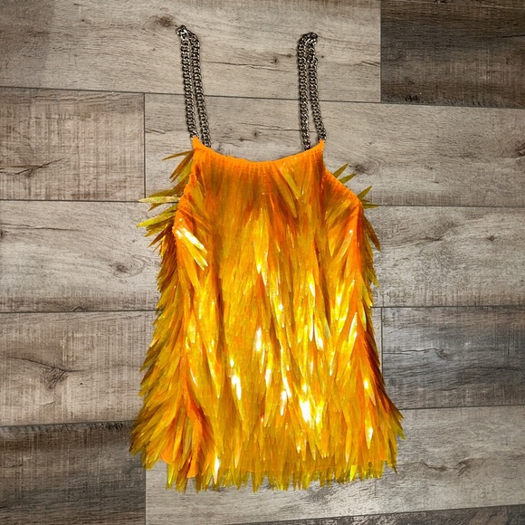 NWT Silvia Astore SS21 Annie’s Ibiza Colibri mini orange sequin dress - Picture 2 of 9